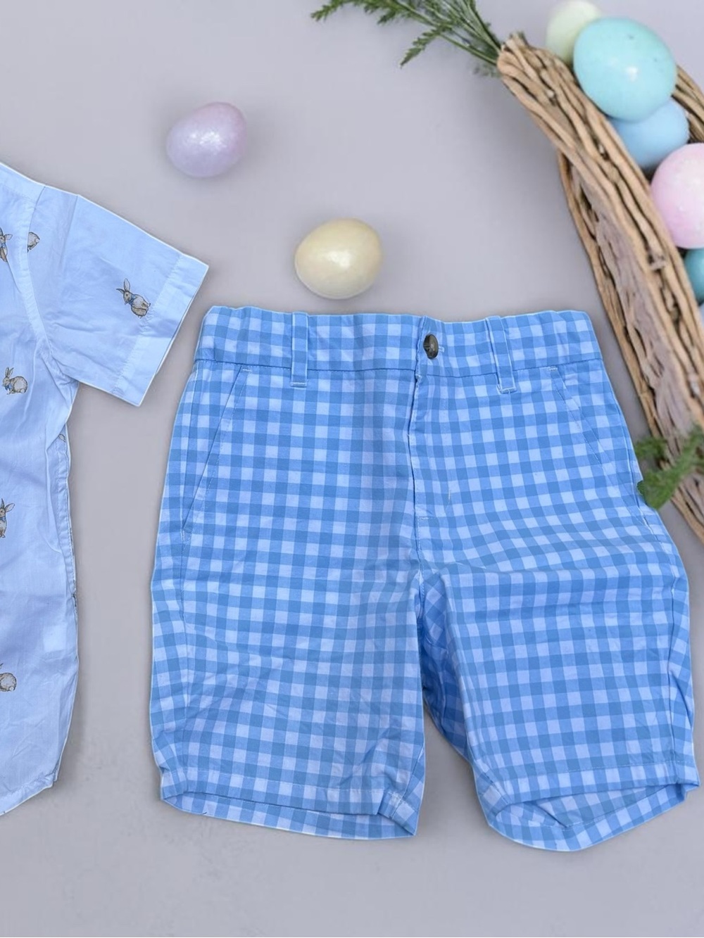 Janie and Jack White Short-Sleeve Button-Down with Bunny Embroidery